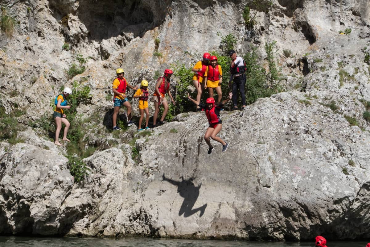 Campers going canyoning