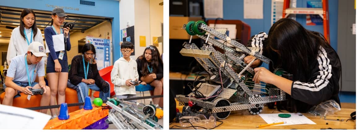 Kids learning robotics at Andover Summer at Phillips Academy