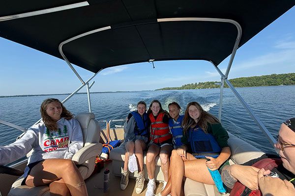 Campers riding a boat