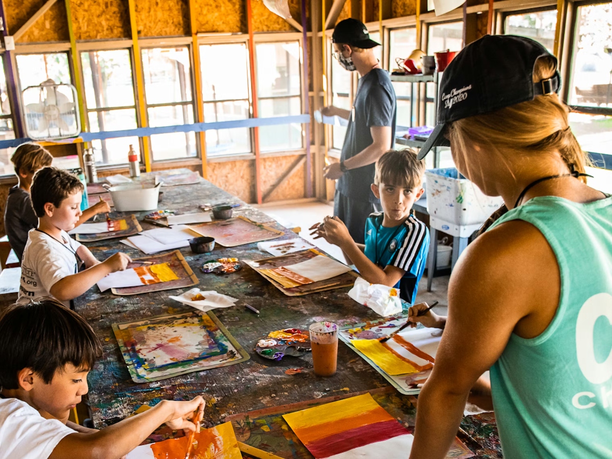 Arts and crafts painting at Camp Champions