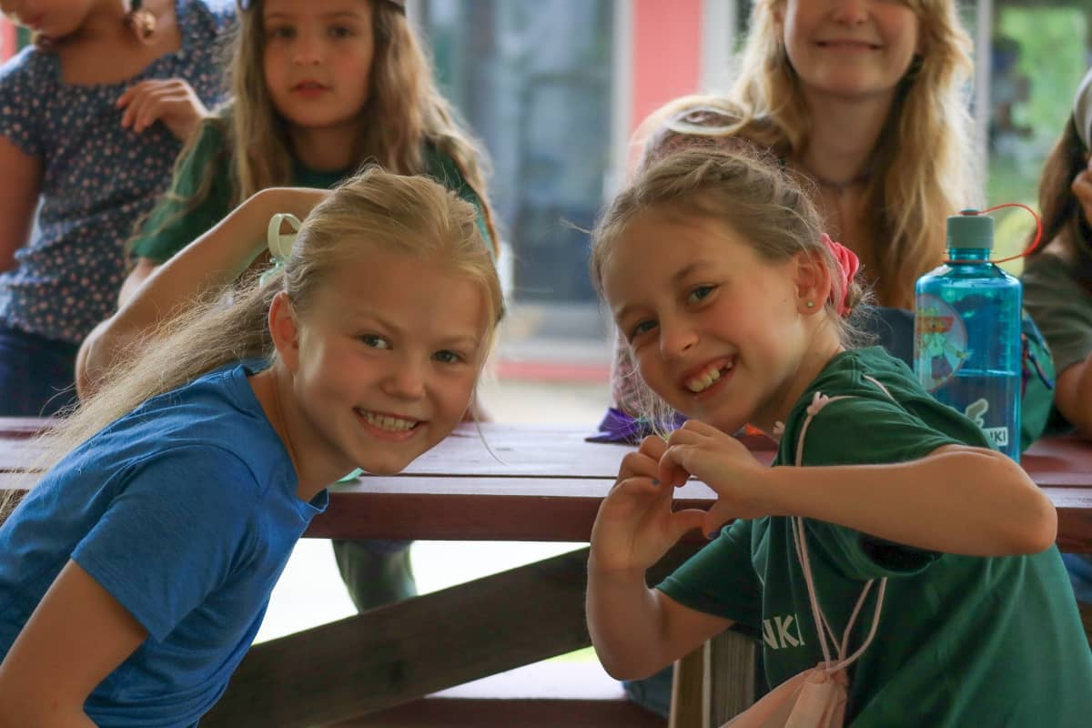 Girls smiling at camera