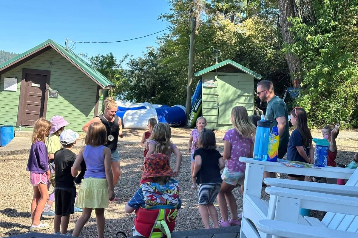 Kids playing outside at Camp Cross