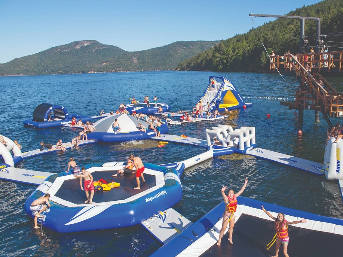 Water course with giant floaties