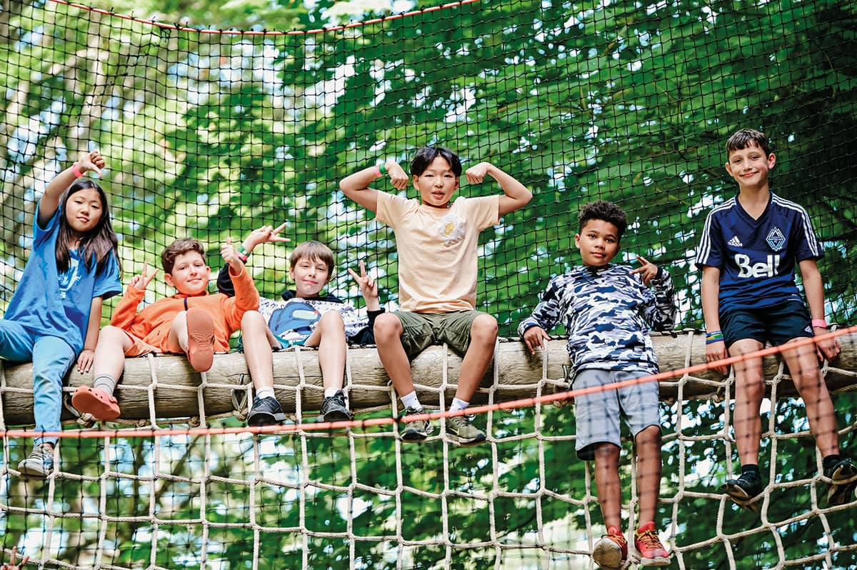 Group of kids on ropes courses