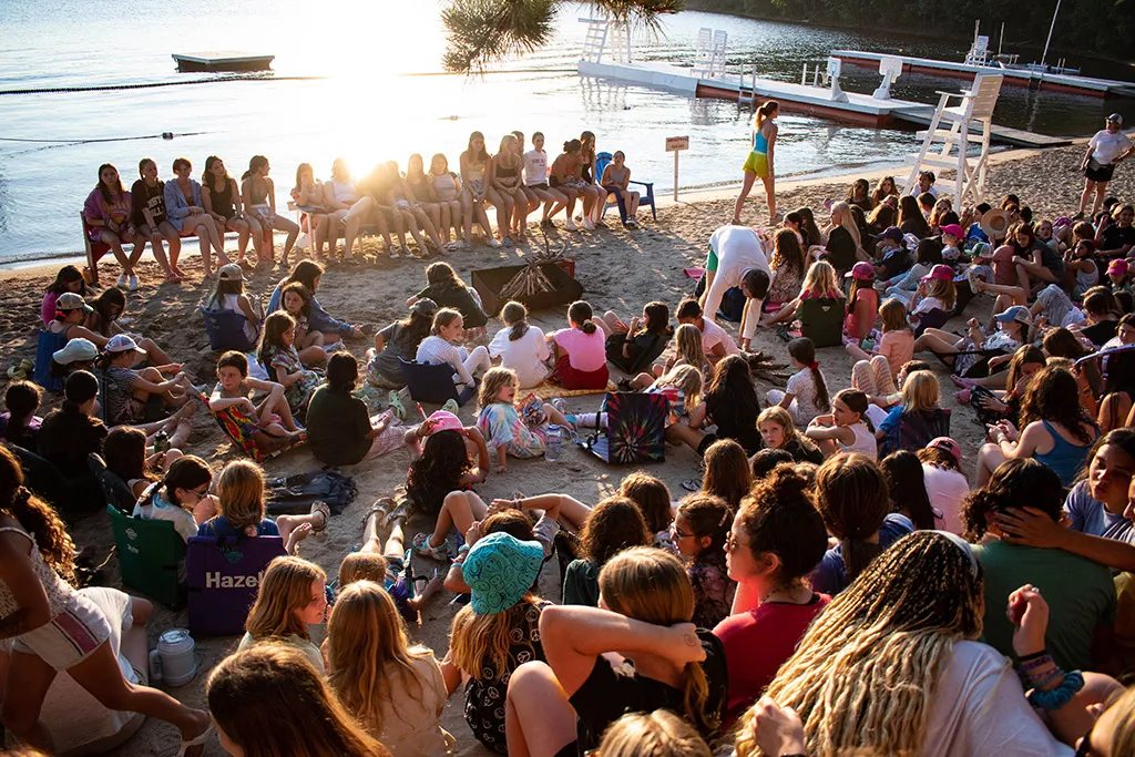Campers gathered around together at Camp Robin Hood