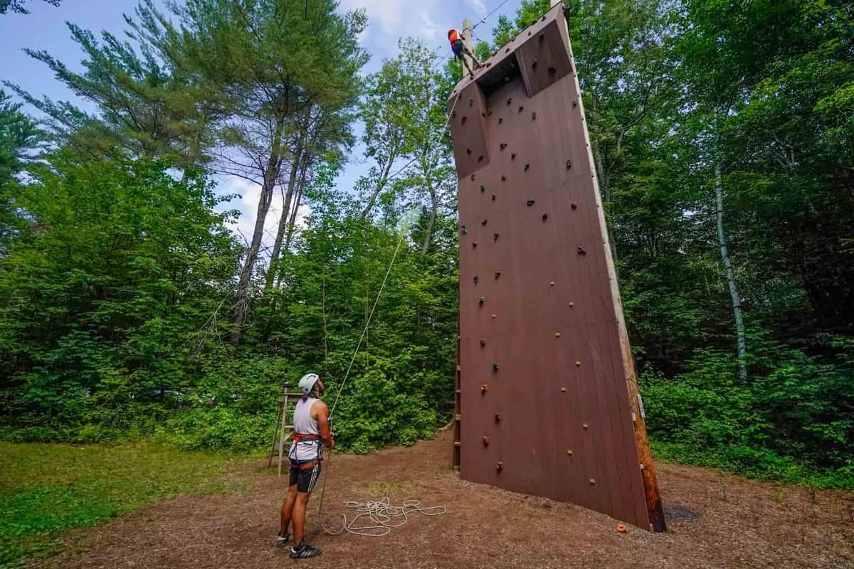Rock wall climbing at Camp Walt Whitman