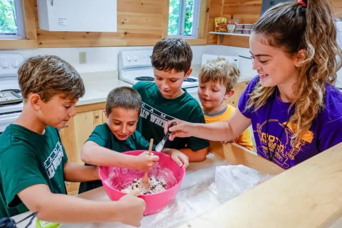Kids baking at Camp Walt Whitman