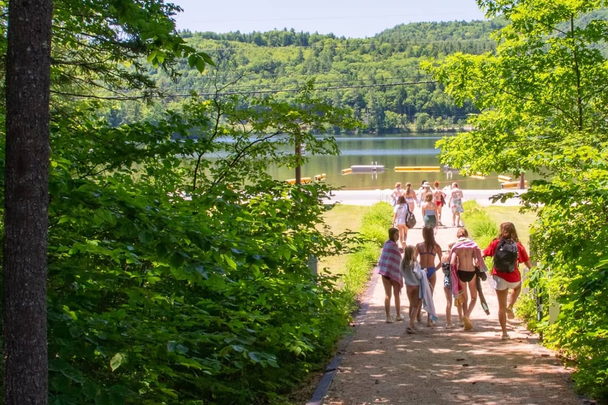 Walking towards the waterfront at Camp Waukeela
