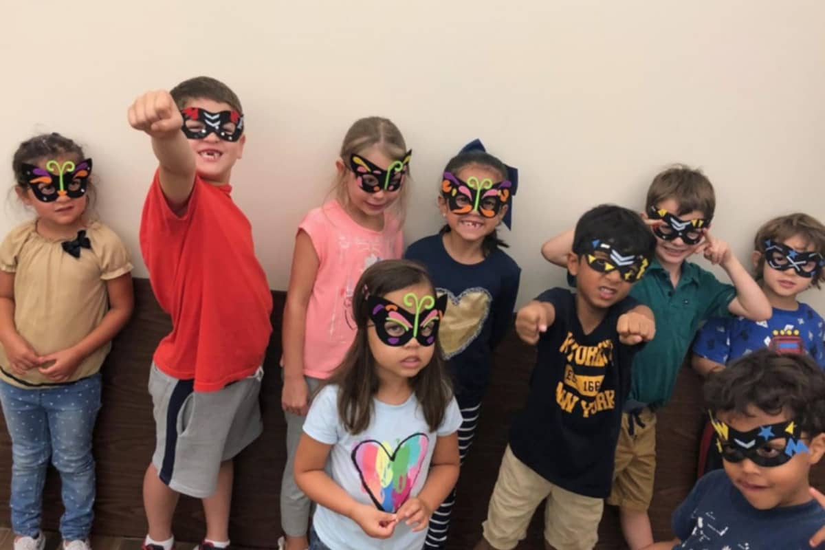 Campers with masks on