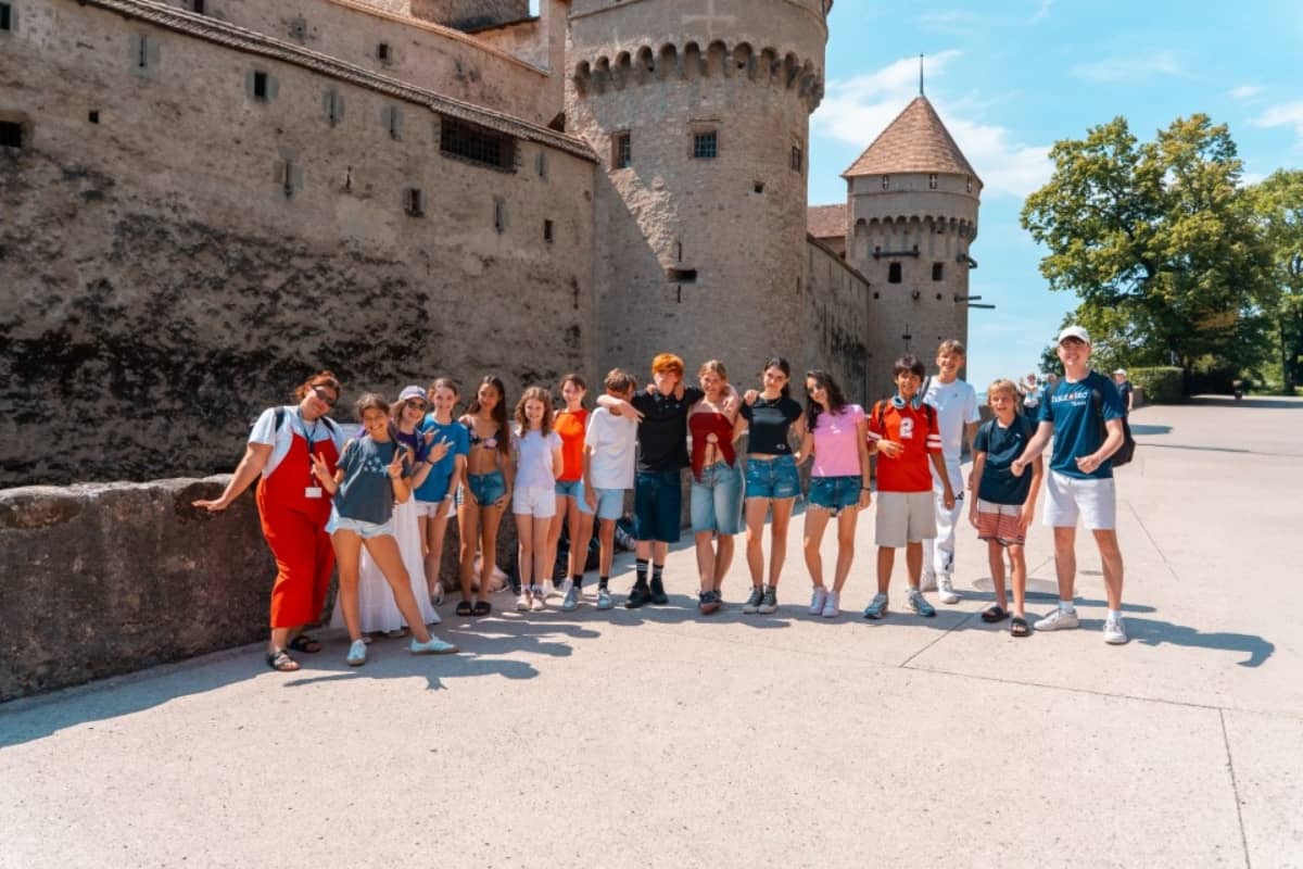 Kids exploring a castle