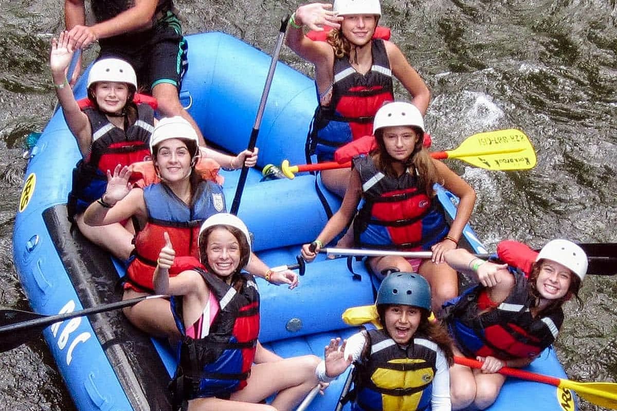 Girls going white water rafting
