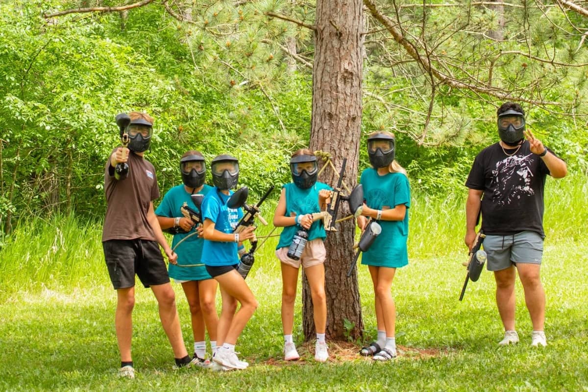 Children going paintballing