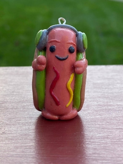 snapchat hot dog clay charm