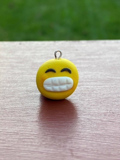 smiley face clay charm